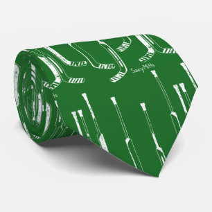 Green Hockey Goalie Sticks Neck Tie