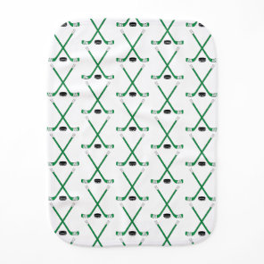 Green Hockey Sticks Baby Burp Cloth