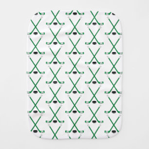 Green Hockey Sticks Baby Burp Cloth