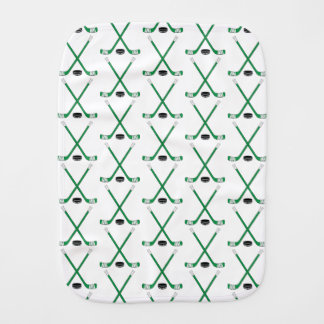 Green Hockey Sticks Baby Burp Cloth