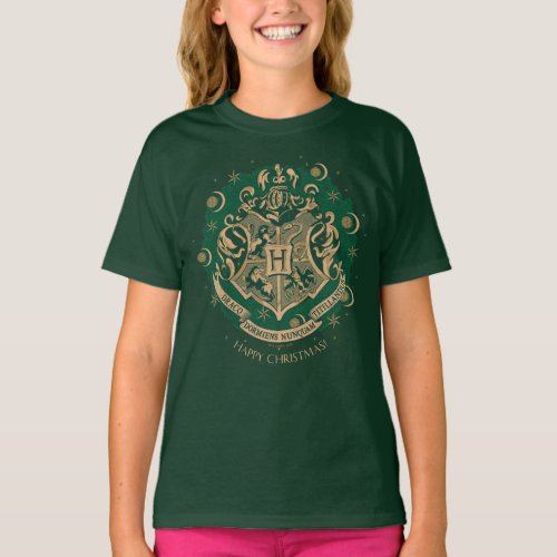 Green HOGWARTS Crest Holiday Wreath T_Shirt