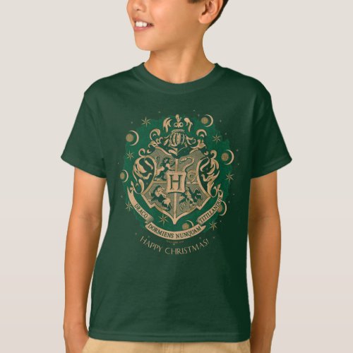 Green HOGWARTS Crest Holiday Wreath T_Shirt