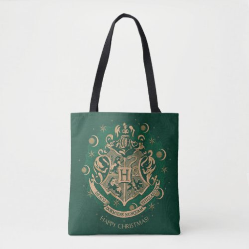 Green HOGWARTS Crest Holiday Wreath Tote Bag