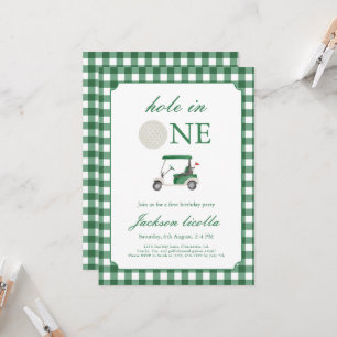 Green Hole in One Golf Birthday Invitation