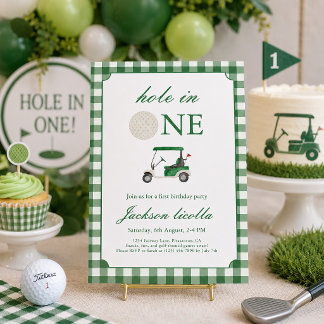 Green Hole in One Golf Birthday Invitation