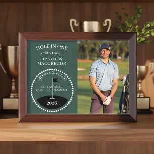 Green Hole In One Golfer Photo Award Plaque