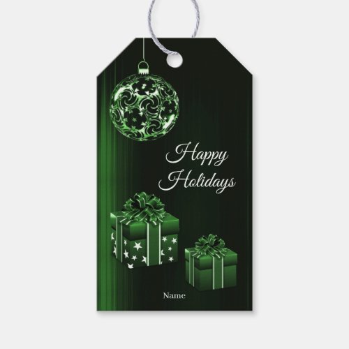 Green Holiday Christmas Ornament Gift Tag