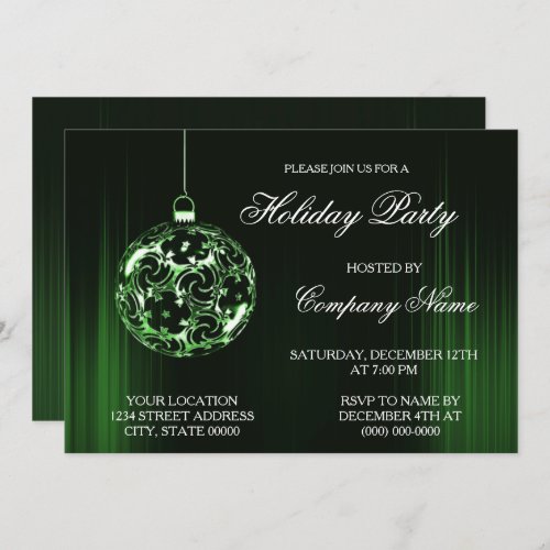 Green Holiday Christmas Ornament Invitation