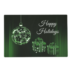 Green Holiday Christmas Ornament Placemat