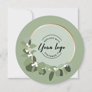 Green Holiday Corporate Wreath Custom Logo Unique