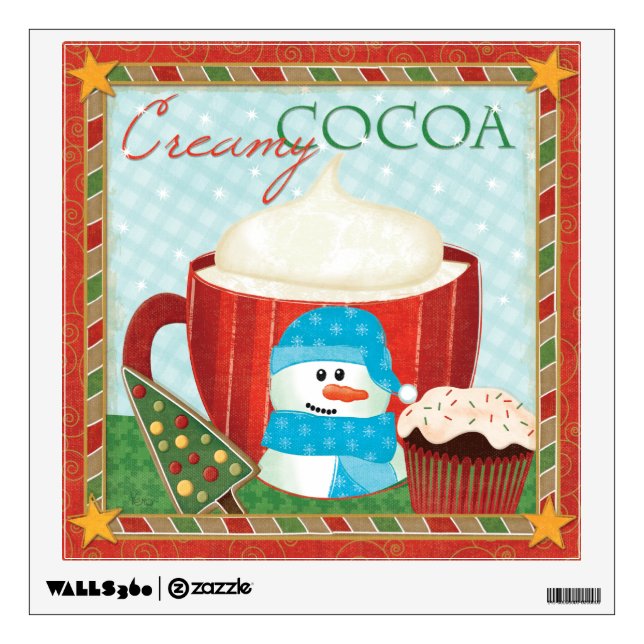 Green Holiday Cup with Hot Cocoa Wall Sticker (Front)
