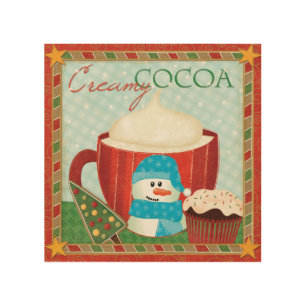 Green Holiday Cup with Hot Cocoa Wood Wall Decor