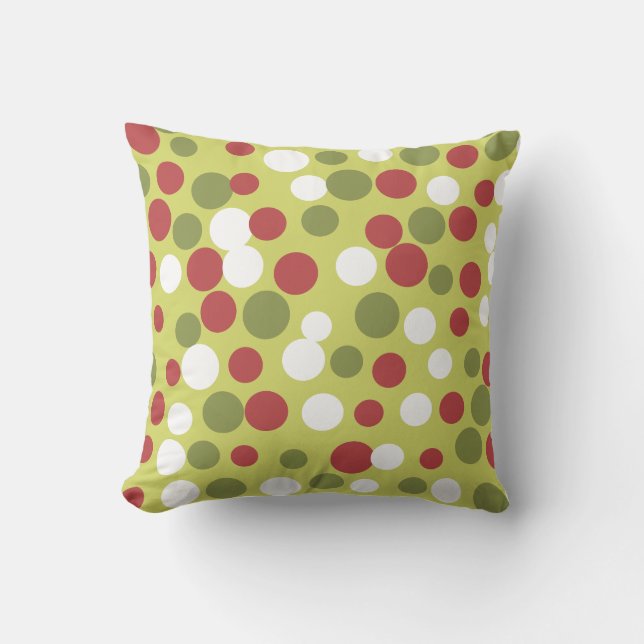Green Holiday Dots Pillow (Front)