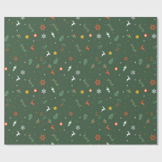 Green Holiday Foliage, Reindeer, & Ornaments Paper