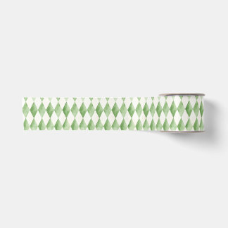 Green holiday harlequin diamond pattern satin ribbon
