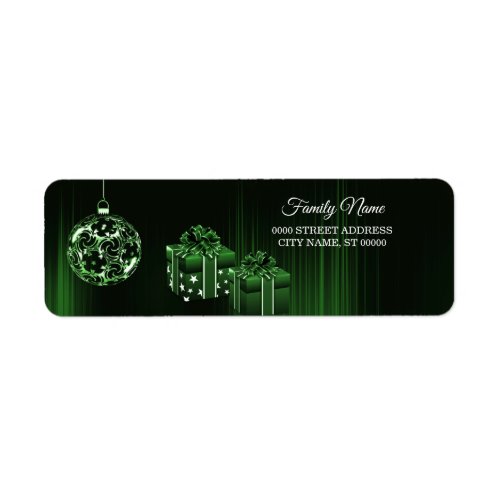 Green Holiday Ornament Return Address Label