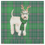 Green Holiday Plaid and Wheaten Terrier Christmas Fabric