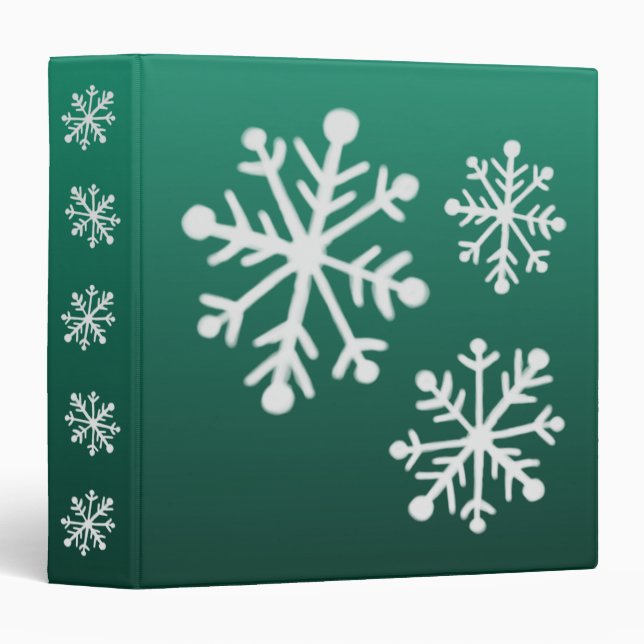 Green Holiday Snowflake Scrapbook Binder (Front/Spine)