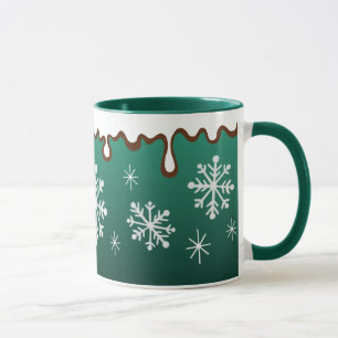Green Holiday Snowflakes Mug