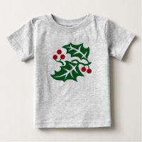 Green Holly and Red Berries Christmas Holiday
