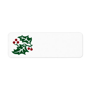 Green Holly and Red Berries Christmas Holiday Label