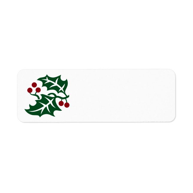 Green Holly and Red Berries Christmas Holiday Label (Front)