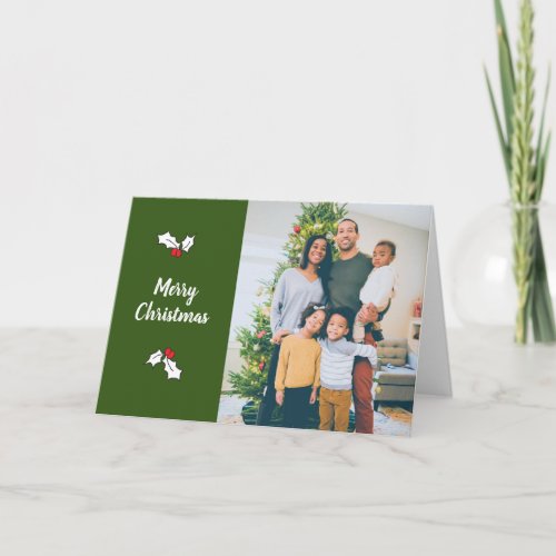 Green Holly Berries Digital Photo Christmas Cards 