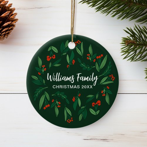 Green Holly Berry Personalized 2025 Christmas