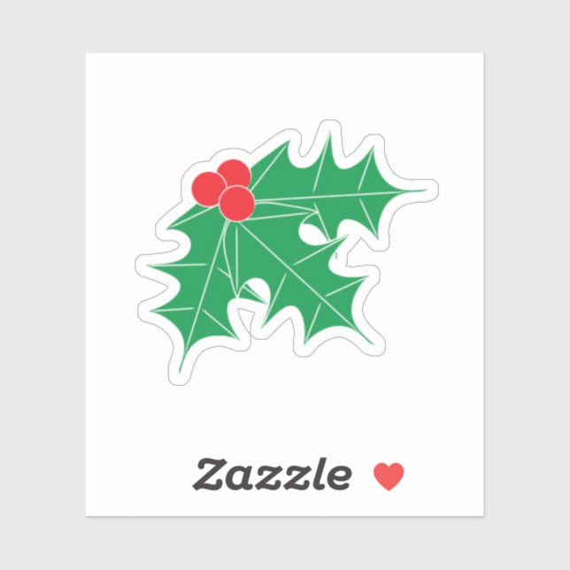 Green Holly Red Berries Holiday  Sticker (Sheet)