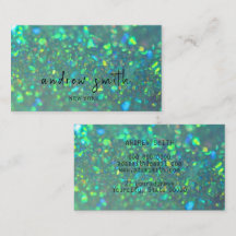 Green Holographic Opal shining Business Card