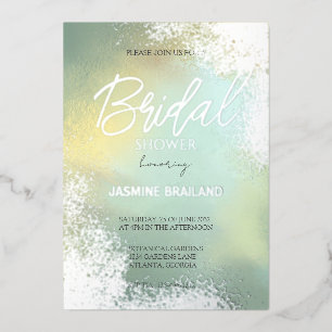Green Hombre Cosmic Wash Bridal Shower Sparkle Foil Invitation