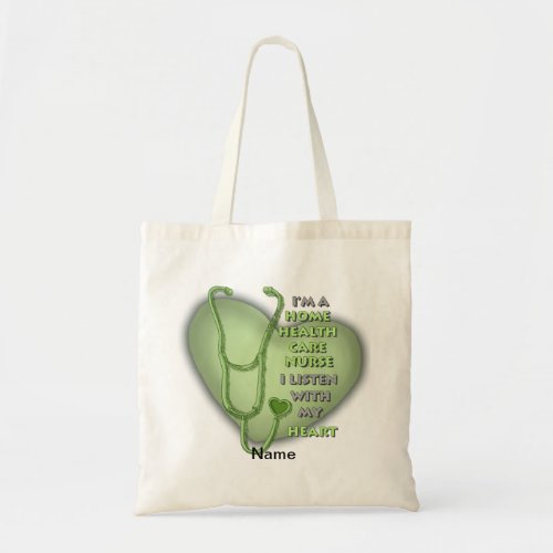 Green Home Health Care Nurse custom name tote bag