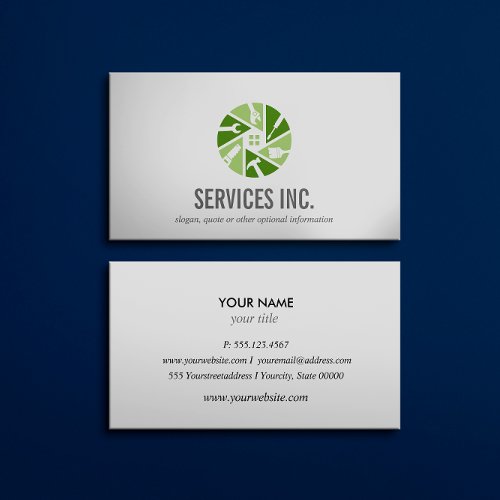 Green HOME Repairing services logo professional Business Card
