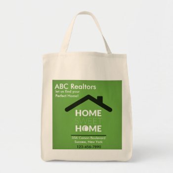 Green Home Sweet Home Grocery Tote by heartfeltclub at Zazzle