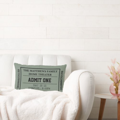 Green Home Theater Personalized Movie ticket Lumbar Pillow