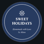 Green Homemade Christmas Treat Holiday Baked Goods Classic Round Sticker<br><div class="desc">This simple holiday sticker design features a snowflake with custom texts. You can add this modern sticker to your edible Christmas gift,  homemade baked goods. More holiday designs are available at my store BaraBomDeisgn.</div>