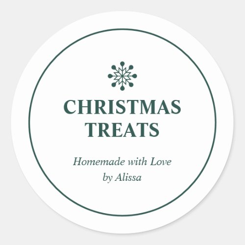 Green Homemade Christmas Treat Holiday Baked Goods Classic Round Sticker