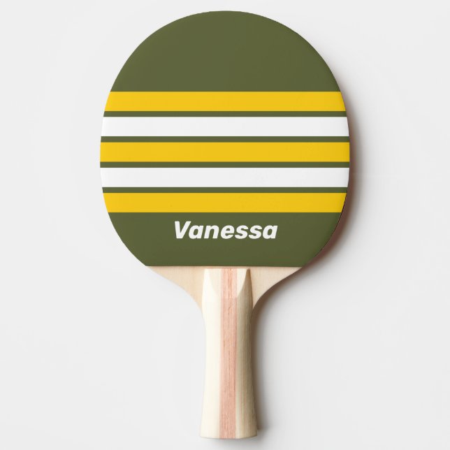 Green Honey Nostalgic Across Striping with Name Ping Pong Paddle (Front)