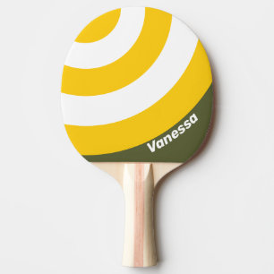 Green Honey Nostalgic Circle Stripe with Name Ping Pong Paddle