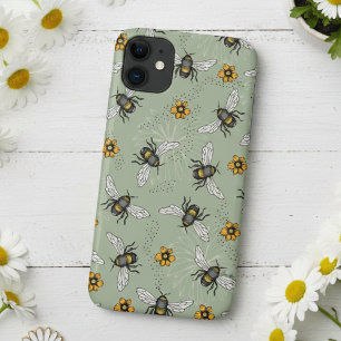Green Honeybee Daisy Floral iPhone 11 Case