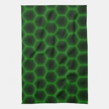 Green Honeycomb Kitchen Towel by StellarEmporium at Zazzle