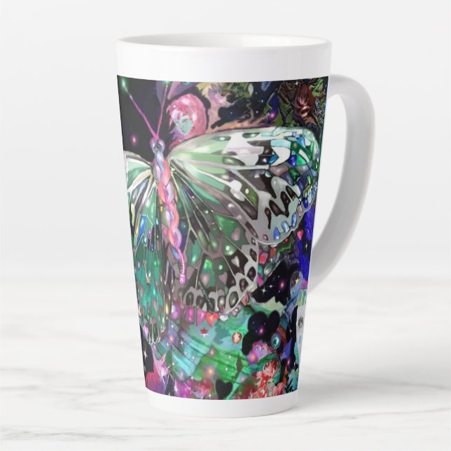 Green Hope Butterfly Latte Mug (Right Angle)