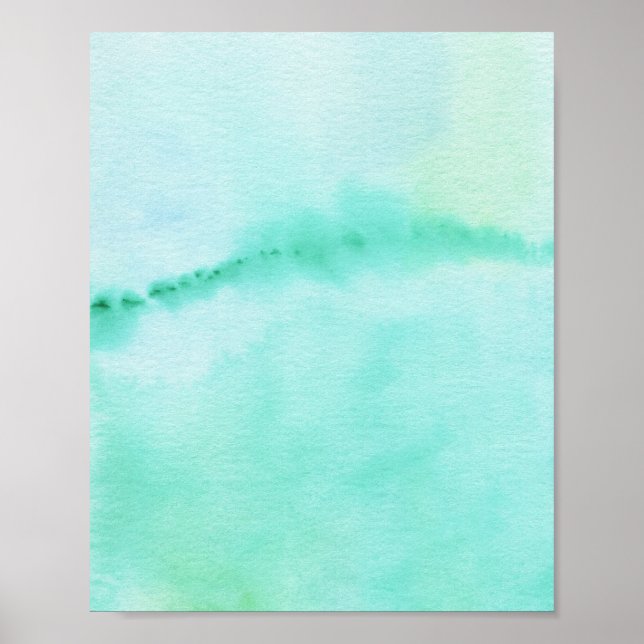 Green Horizon Abstract Landscape Watercolor Art Poster (Front)