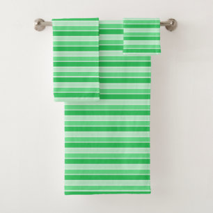 Green Horizontal Striped Bath Towel Set