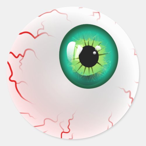 Green Horror Eye ball Classic Round Sticker