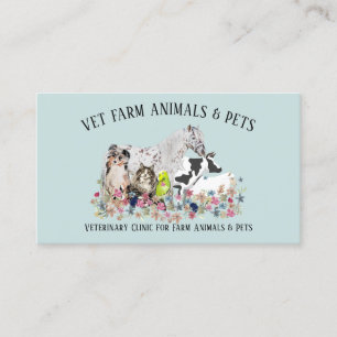 Green Horse Cow Sheep Dog Cat Bird Pet Veterinary Business Card