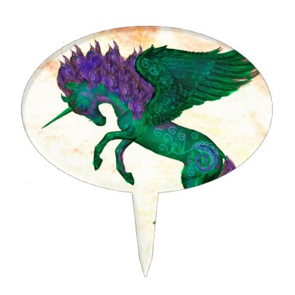 Green Horse Pony Unicorn Pegasus Pegacorn Cake Topper