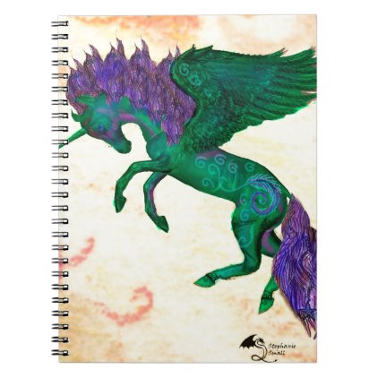 Green Horse Pony Unicorn Pegasus Pegacorn Notebook