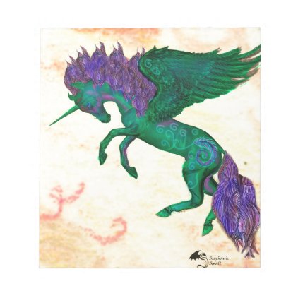 Green Horse Pony Unicorn Pegasus Pegacorn Notepad