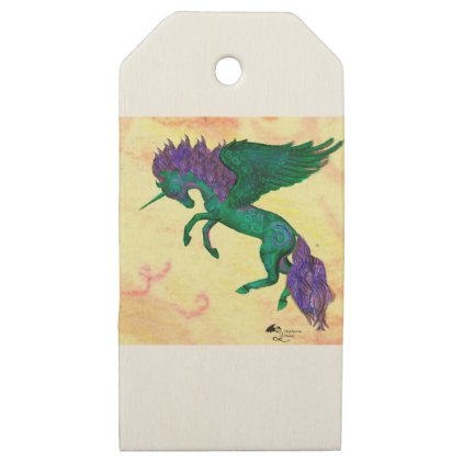 Green Horse Pony Unicorn Pegasus Pegacorn Wooden Gift Tags
